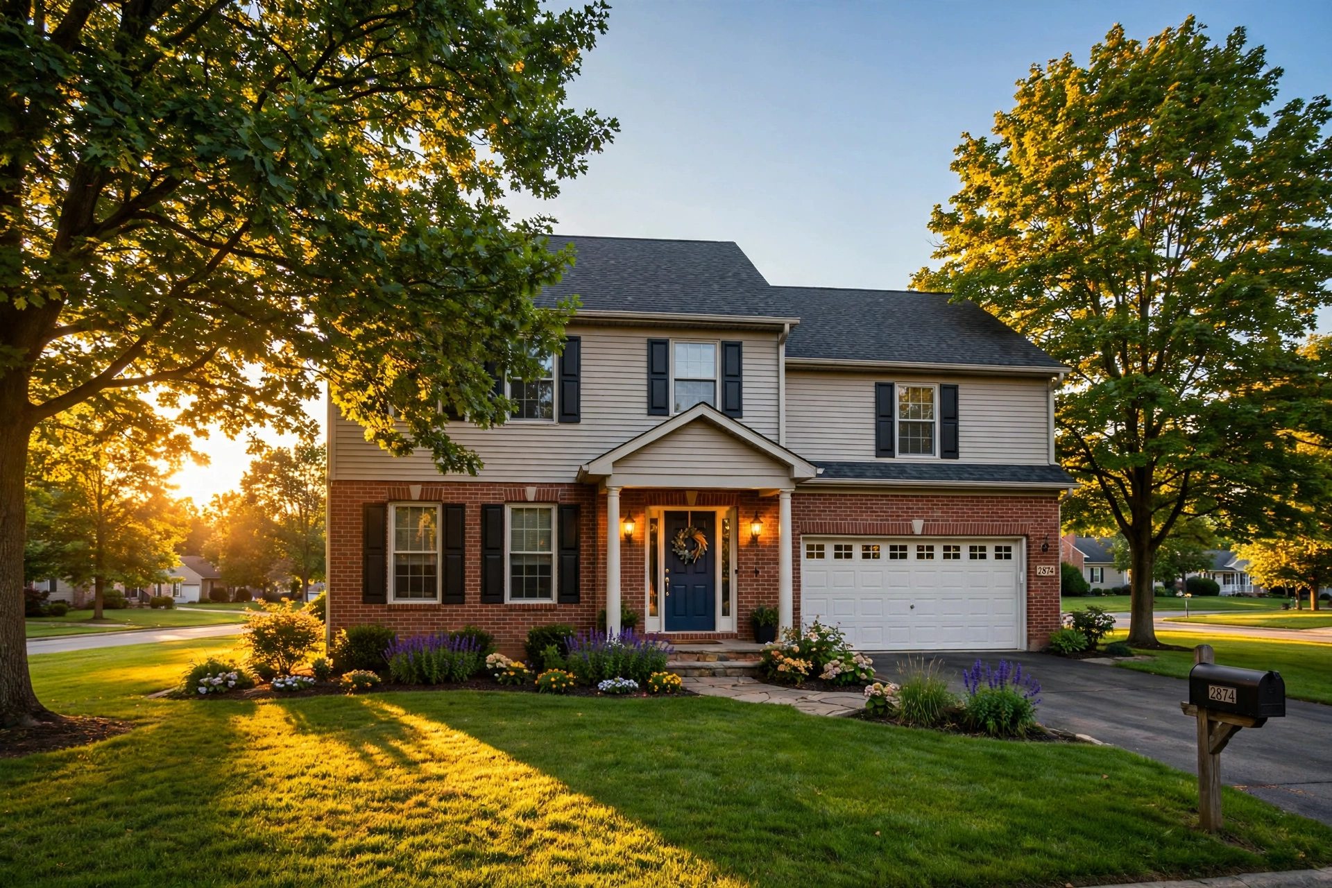 Brick and siding home at golden hour — the kind of long-owned Kentucky home Being Sauna serves around Lake Cumberland